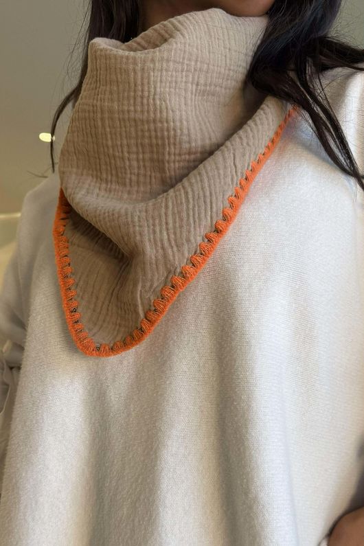 Pia Whipstitch Neckerchief Mocha & Aperol